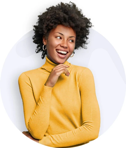 Happy lady in yellow
